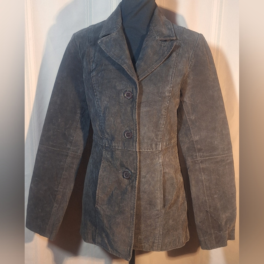 MISDEMEANOR Dark Brown Leather Blazer